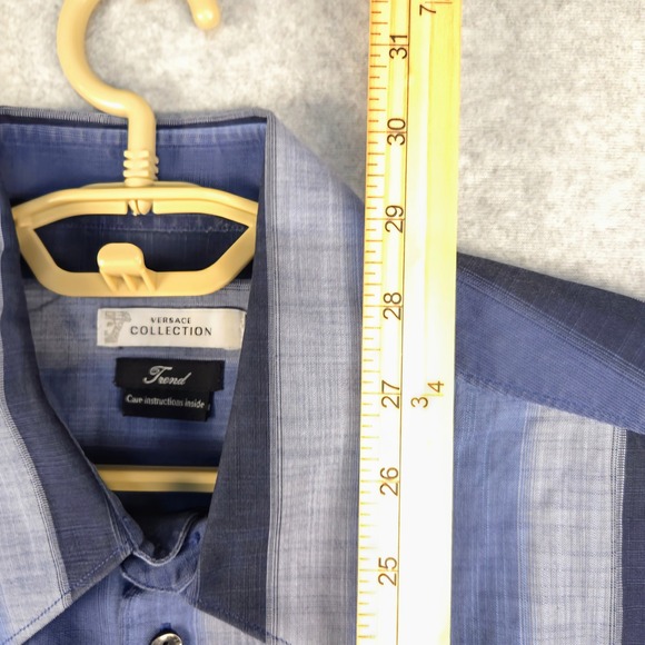 Versace Collection Striped Button Down Long Sleeve Dress Shirt Size‎ 15 1/2-42 - Picture 7 of 7